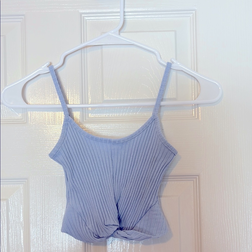 Tilly's Blue Ribbed Tie Front Camisole